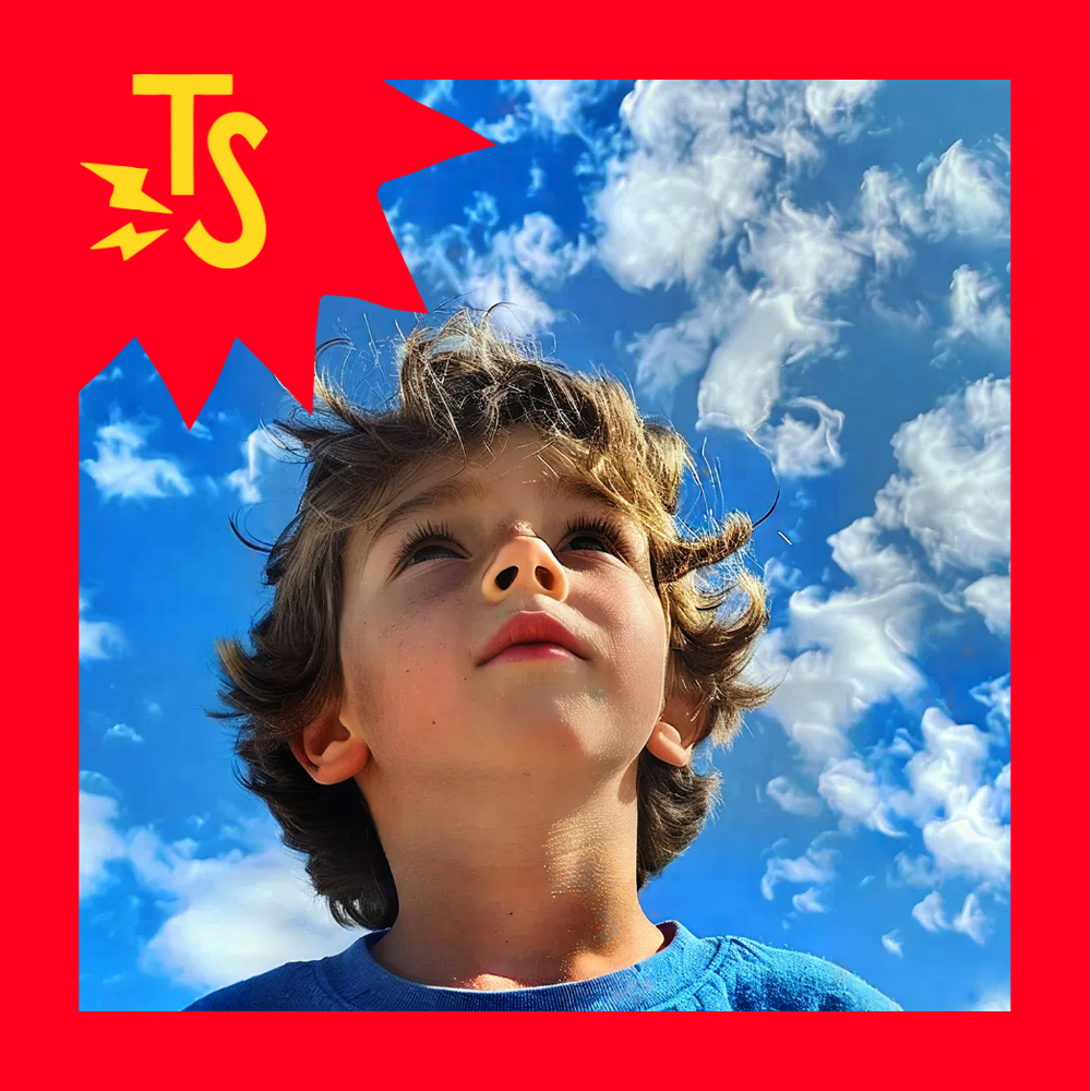 Image of child with blue sky backgrond